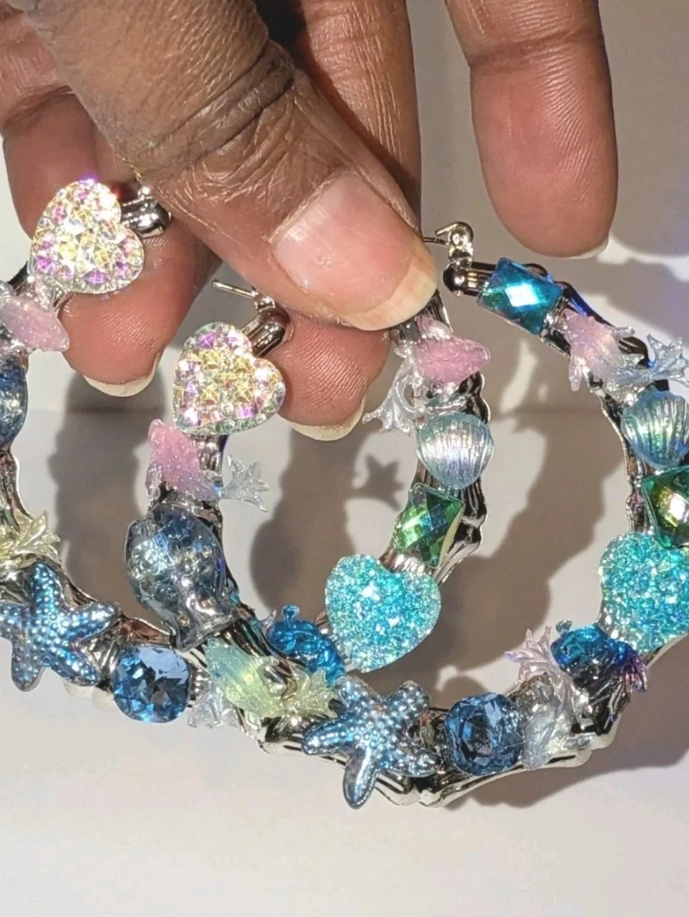 Sea Treasures-Hand Crafted Large Hoop Earrings